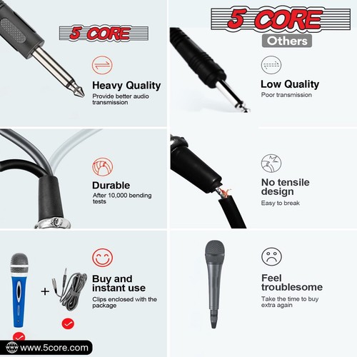 5Core XLR Microphone Dynamic Mic Karaoke Singing Studio Mics Handheld Microfono - Picture 7 of 14
