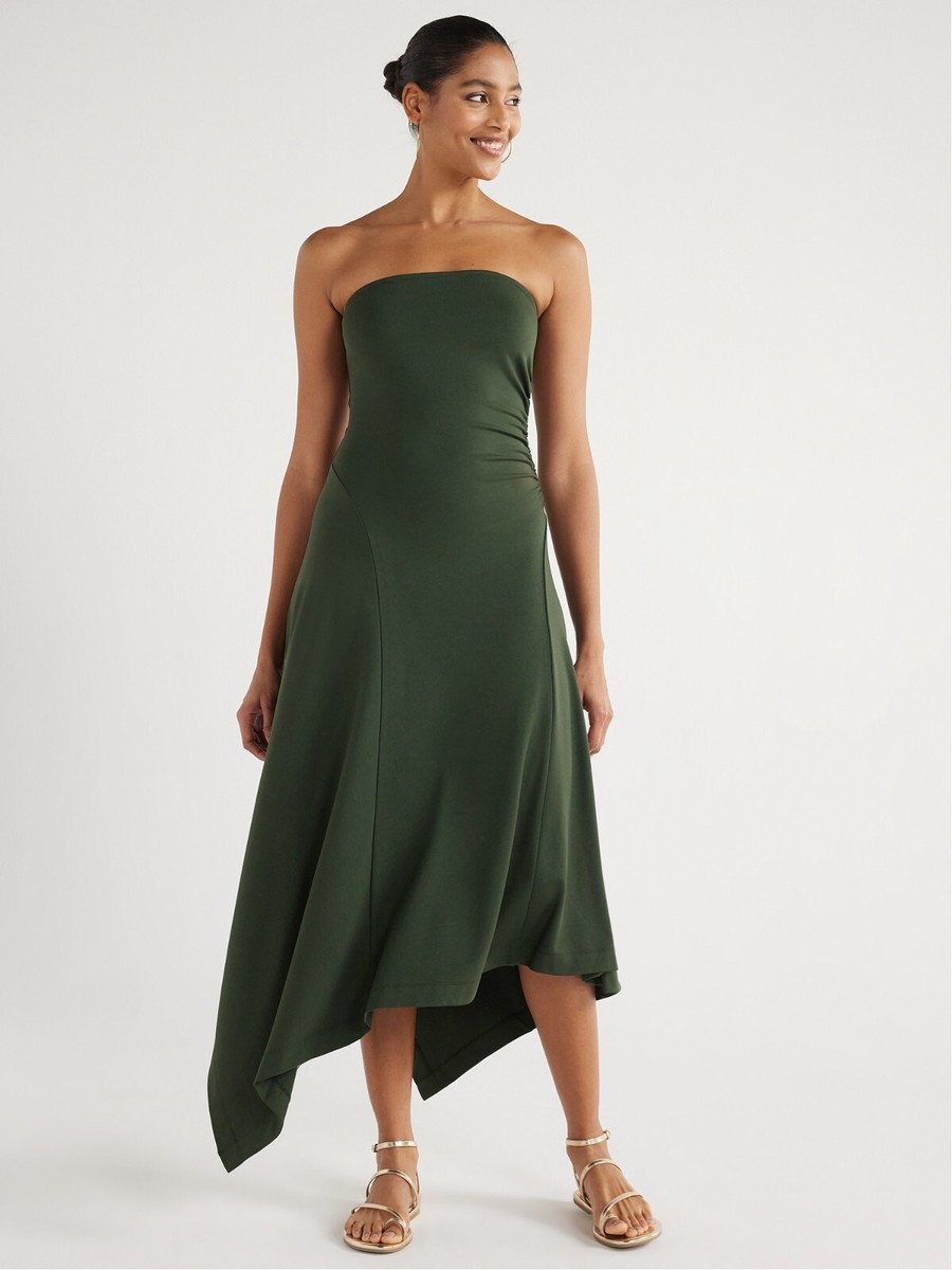 asymmetrical tube dress Scoop Womens Dress, Sizes Xs-xxl, Women's, Size: Medium, Green Making It An Ideal _upsell_fida-handknit-shrug-mocha Vintage 90s Dress Babydoll Color:Moss