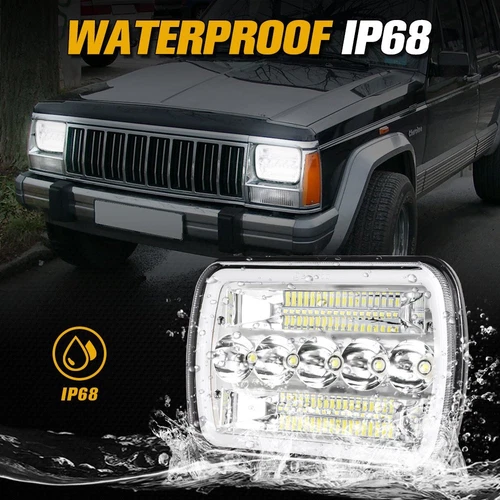 Pair 7"X6'' 5x7 LED Headlights Hi/Lo Beam DRL For Jeep Cherokee XJ YJ Chevrolet - Picture 8 of 13