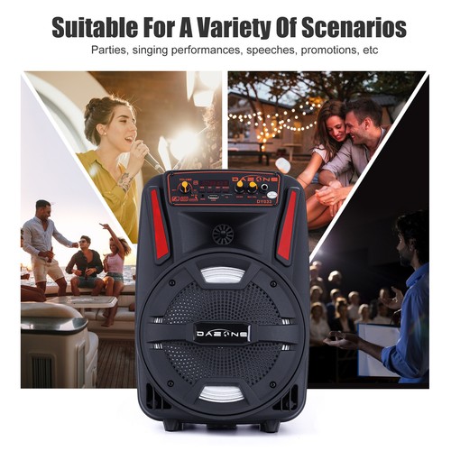 1000 W Tragbarer Party Bluetooth Lautsprecher 8 Zoll Schwerer Bass Sound USB TF Karte FM AUX - Bild 6 von 18