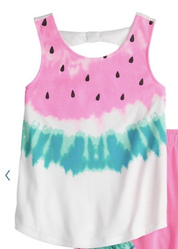 Girl's SO WATERMELON Tank, Shorts & Capris Pajama Set Size 6 NWT - Picture 2 of 5
