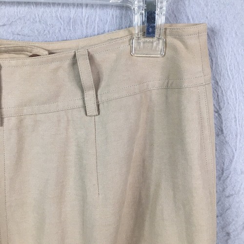Casual Corner Skirt Suit Womens 6 Tan Silk Linen Blend Casual Career Camp Safari - Picture 18 of 22