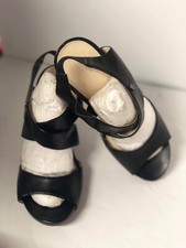 Calvin Kevin Black Leather Wedge Heels Size 8M $250 #80 DISPLAY