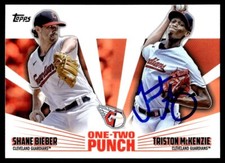 2023 Topps Triston McKenzie Auto Guardians #12P-13 Shane Bieber One-Two Punch