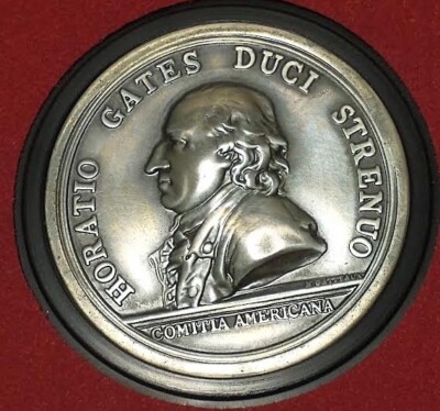 1128A Pewter 1977 Repro GEN HORATIO GATES  Amer 1st Medal w/Case & paperworkVG+