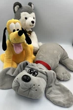 3 Plush Dogs Lot Pluto Pound Puppies FAO Swartz Stuffed Animal Toy Disney