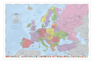 Poster EUROPAKARTE & FLAGGEN - Flags & Map Of Europe 91,5x61cm NEU 57112