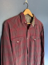 Vintage 50 s Rayon Plaid Pearl Snap Western Button Up Size Medium