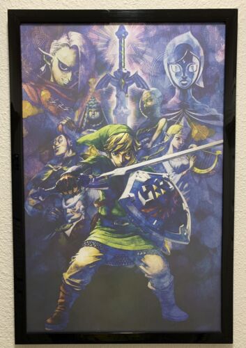 Legend of Zelda Skyward Sword HD 11 x 17 Poster GameStop Preorder With Frame!