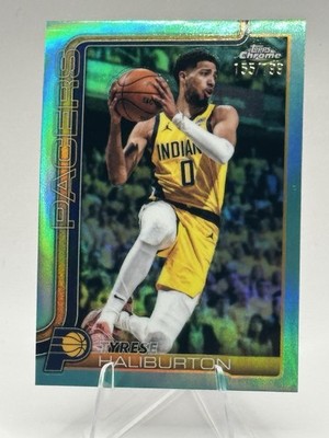 2025 Topps Chrome Update NBA Tyrese Haliburton /199 * Aqua Refractor * 155/199