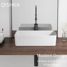 Bathroom Vessel Sink 20 Inch Above Counter Rectangular White