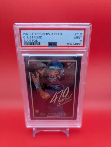 2023 Topps Now CJ Stroud Blue Foil /49  Rookie Passing Record PSA 9