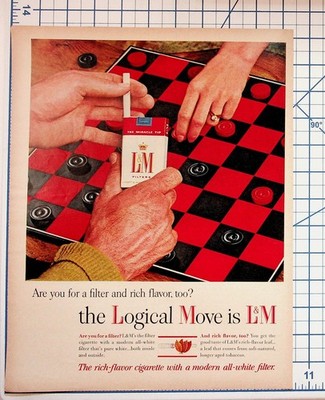 Vintage 1950s L&M Cigarettes Ad Checkerboard The Logical Move Ephemera