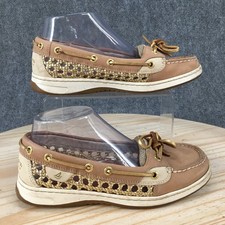 Sperry Top Sider Angelfish Cane Boat Shoes Womens 7 M Leather Beige 9432212