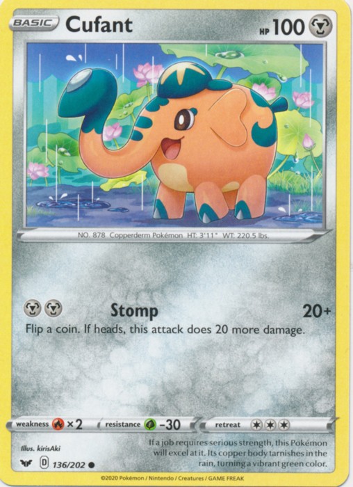 Cufant - 136/202 - Common (Near Mint) Sword & Shield Base Set - Metal Pokémon