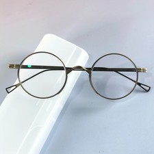 Vintage Bronze Round Eyeglasses 13.8g Ultralight  -Titanium Frames Clear Lens