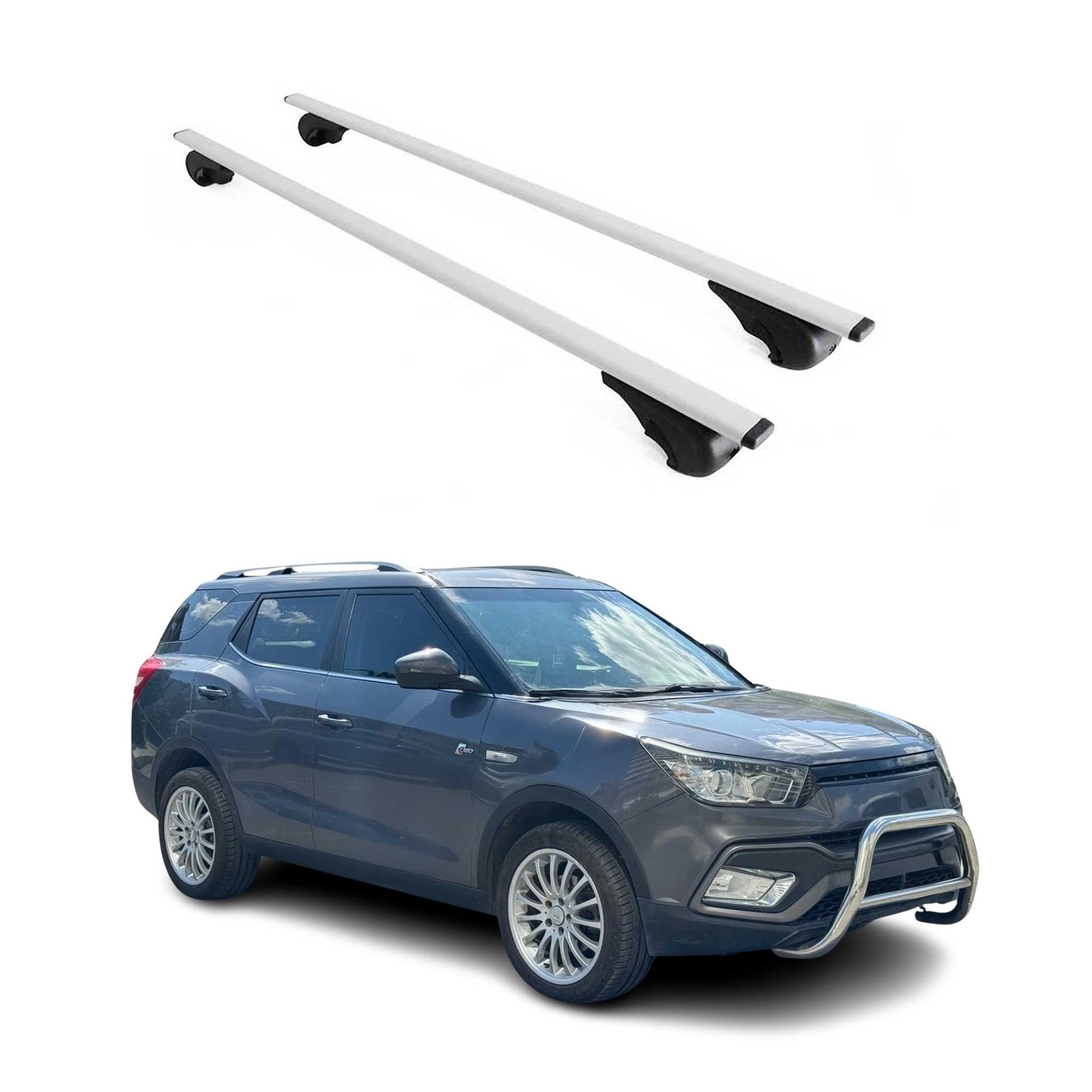 Barres de toit transversales pour Ssangyong XLV 2016-2021 en fer argenté