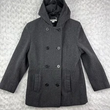 JASON KOLE Gray Wool Button Up Pea Coat Jacket Size Small