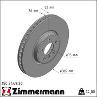 2X Zimmermann 150.3449.20 Bremsscheibe FüR BMW X5 X6 F15 F85 E70 E71 E72 F16 F8