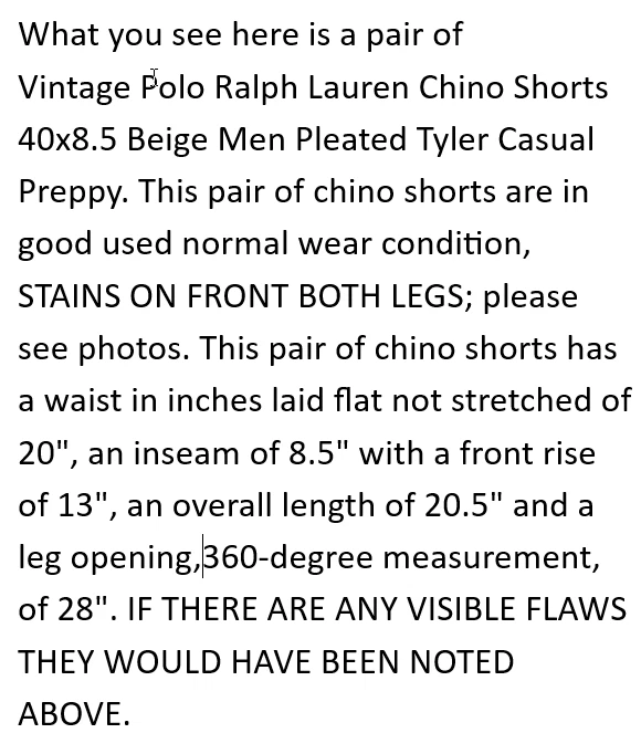 Pantalones Cortos Chinos Polo Ralph Lauren 40x9 Hombres Plisados Algodón Mínimo Preppy De Colección Foto 2 de 4