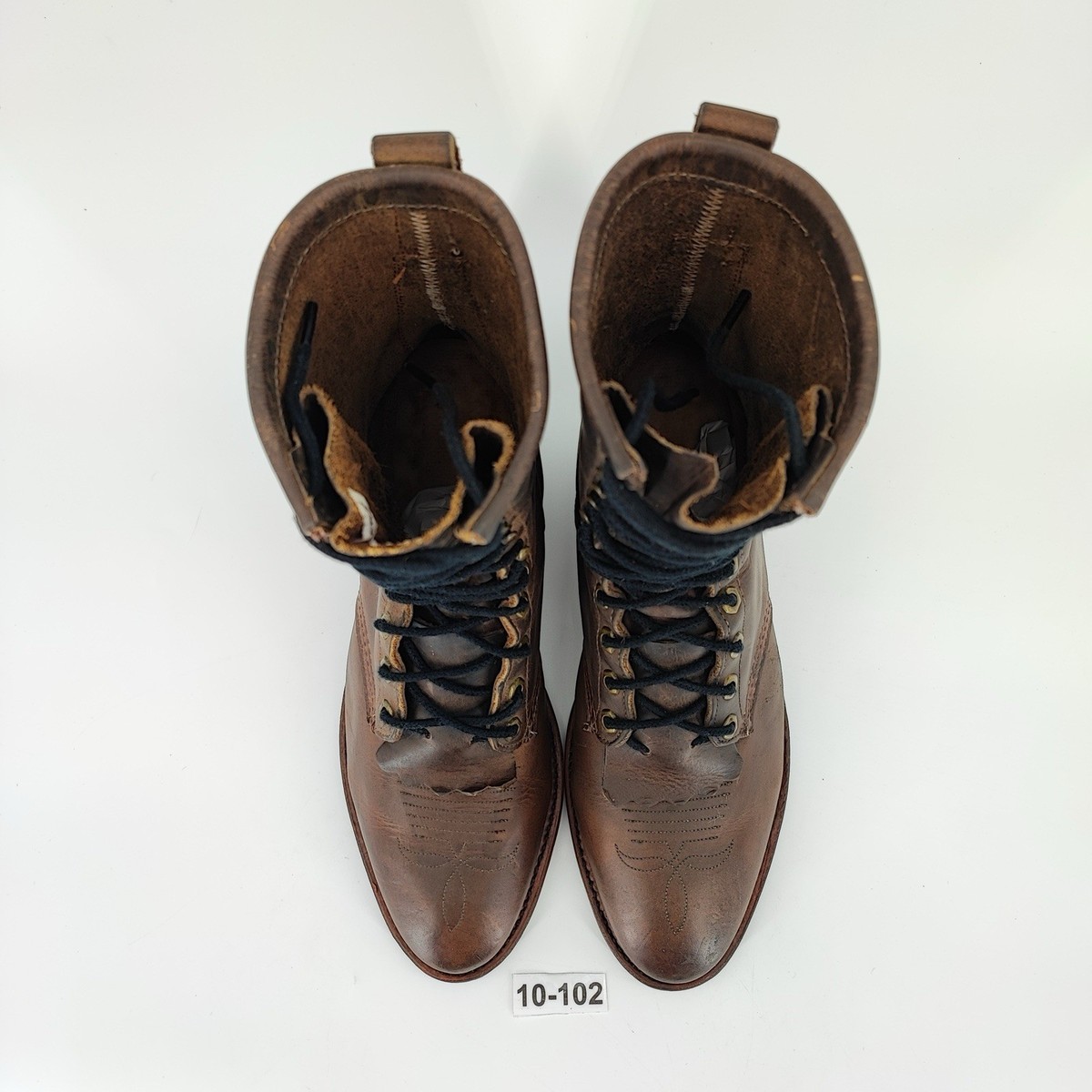 Chippewa Handcrafted Leather Lace Up Workwear Ankle Boot Brown Mens Size 9D US Chippewa Leather Roper Packer TWO TONE Boots Leather Cowboy  main image 3