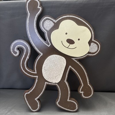 Vnt Babies''R''Us Wooden Wall Decor Nursery Hanging Monkey 15x13 Safari Animal Ark