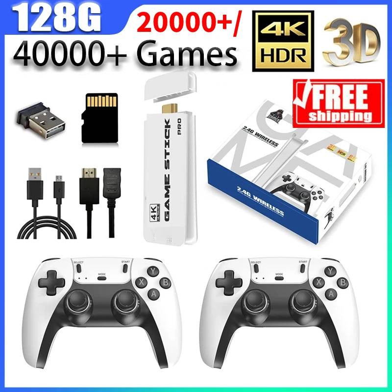 Retro Video Games Console Stick 4K Pro 128GB 4k+ Games Wireless Controllers 2.4G