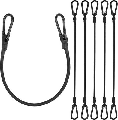 Gummiseil 8mm, 60cm, 6er Set, Schwarz, Karabiner, hohe Elastizität, für Fahrrad
