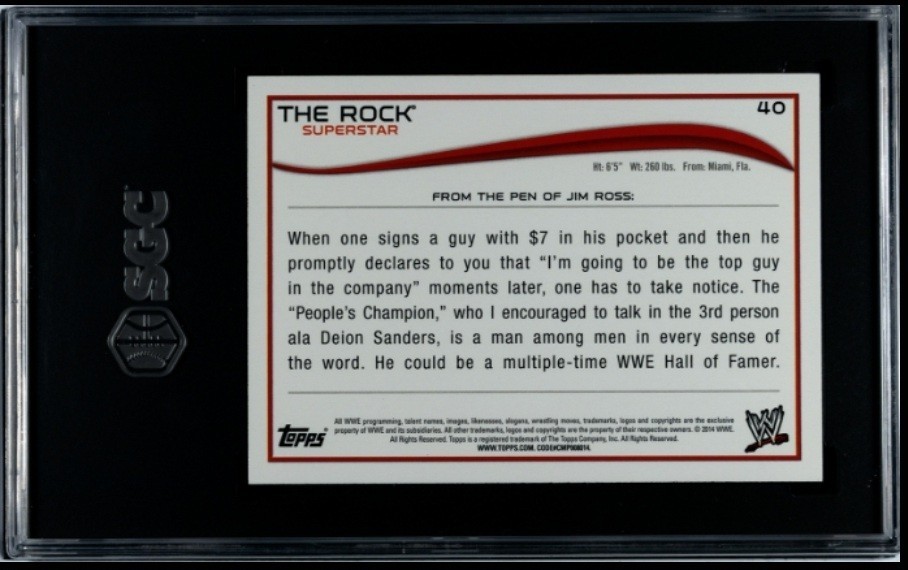 👀 WWE Dwayne "The ROCK" Johnson SGC 9.5 2014 Topps #40 POP 1 🔥 Mint+ view 2