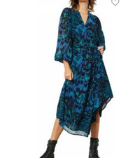 Mint Velvet Women Blue Alma Print Wrap Midi Dress size 14