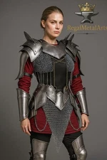 Medieval Knight Fantasy Brave Warrior Lady Half Body Armor -Pauldrons,Gorget,Cha