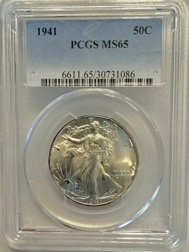 1941 Walking Liberty Half Dollar ~ PCGS MS65 ~ Nice Luster