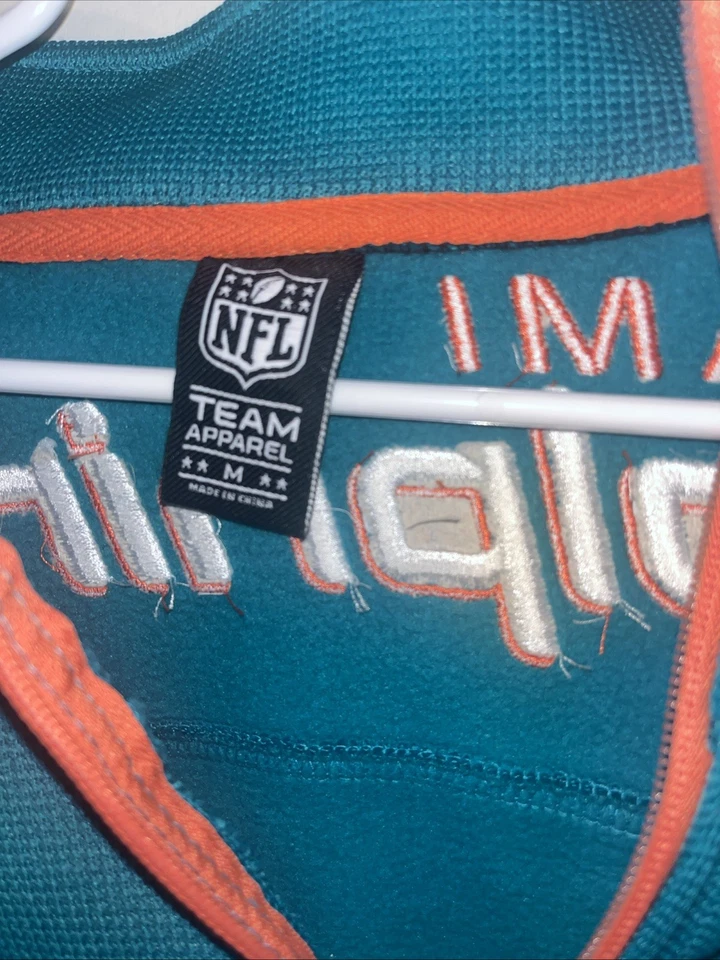 NFL 迈阿密海豚队 NFL 球队服装中号长袖羊毛毛衣半拉链 — 第 2/3 张图片