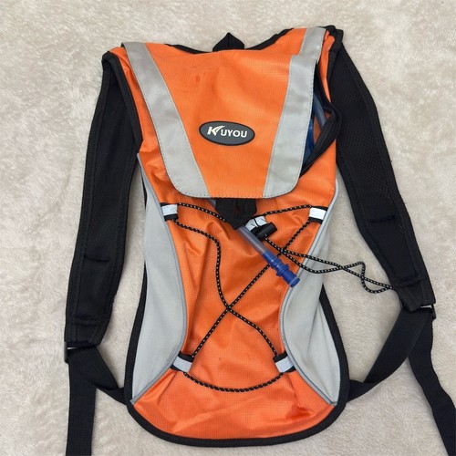 KUYOU Hydration Backpack w/ Water Bladder & Drinking Tube Orange Gray
