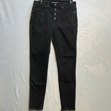 Madewell Women's Jeans 10" High-Rise  Skinny BLACK Stretch BUTTON-FLY  Size  28