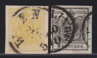 Austria 1850 MI 1 2 large margins CANC VF / CAT VALUE $180