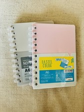 Set A6 Spiral Notebooks Pair Lot Of 2 Pink And Gray 120 Pgs Each Dot Lined