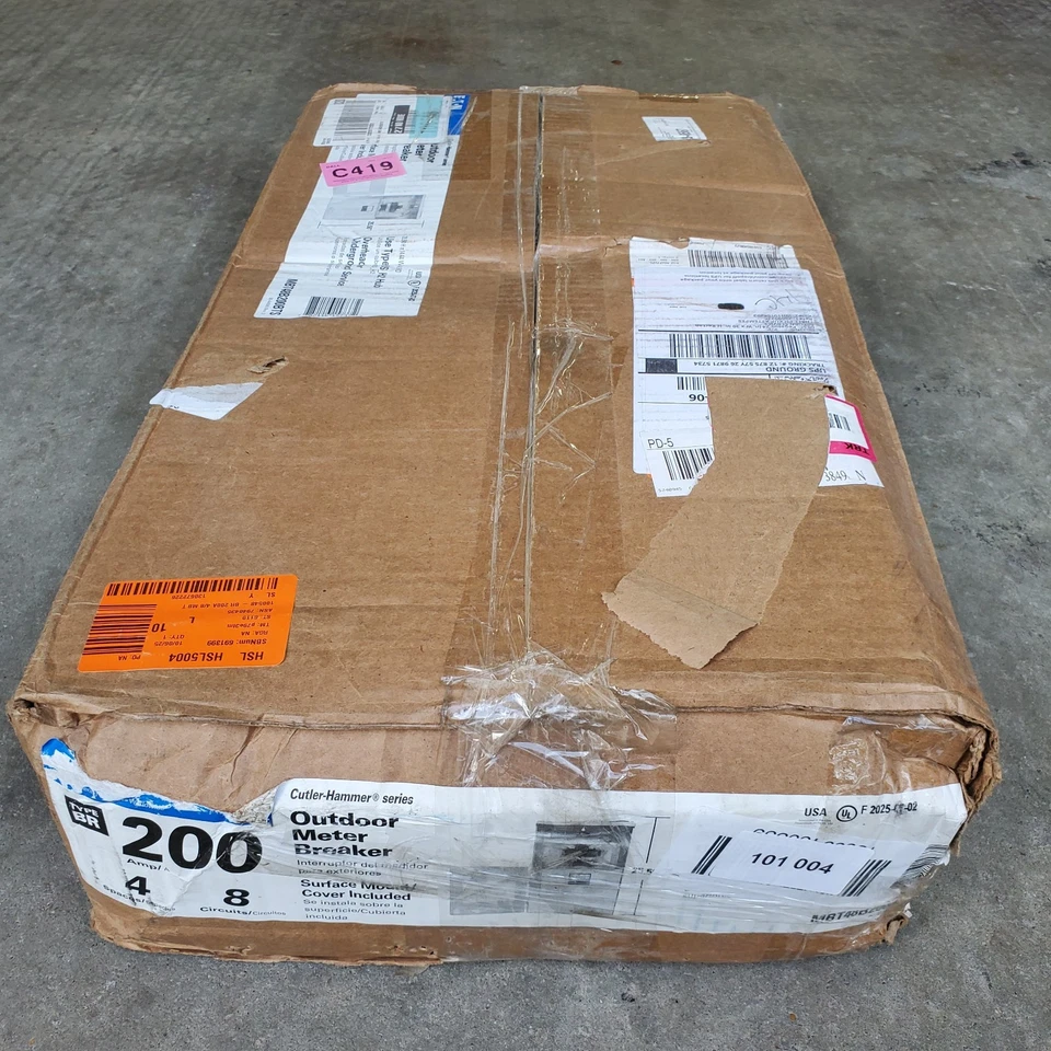 Eaton Type BR 200-Amp 4-Spaces 8-Circuit Outdoor Main Breaker Meter Combo Load - Image 2 of 4