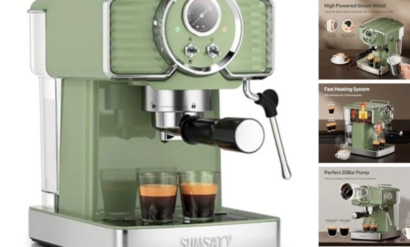 Espresso Machine 20 Bar Espresso Maker with Milk Frother Steam Matcha Green