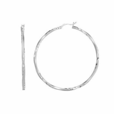 2'' Diamantschliff Twist Runde Creolen 925 Sterling Silber