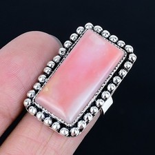 Designer Pink Opal Gemstone Handmade 925 Sterling Silver Ring Size Adj