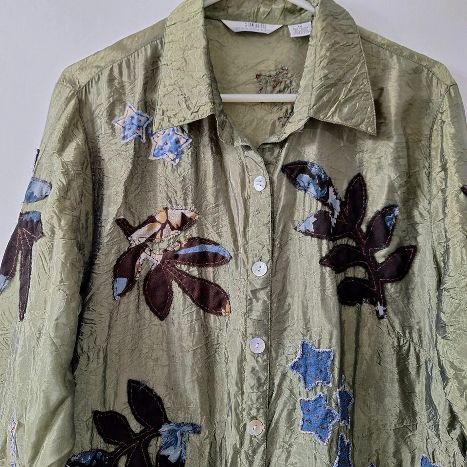 Túnica Stonebridge de colección abotonada 1X aplique de retazos de hadas del bosque semi transparente  Foto 3 de 4