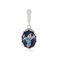 Cavill Sodalith SilberanhäNger Damen TüRkis Cabochon Oval Kolibri 43X17Mm