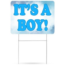 Its A Boy Gender Reveal Yard Sign, 17x13, Lawn Decoration, Stakes, Welcome Son