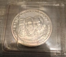 1969  MONDLANDUNG Aldrin-Armstrong- Collins Medaille 925/1000 Silber 35 mm Topp