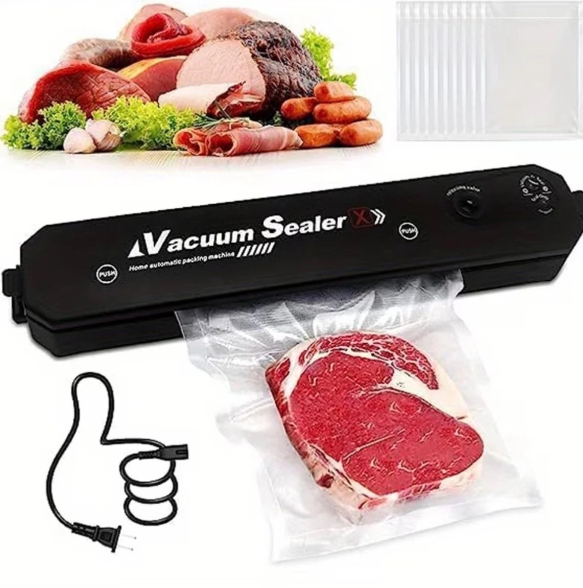 Vacuum Sealer Machine, with 50pcs Seal Bags for Food Saver Storage & Sous Vide