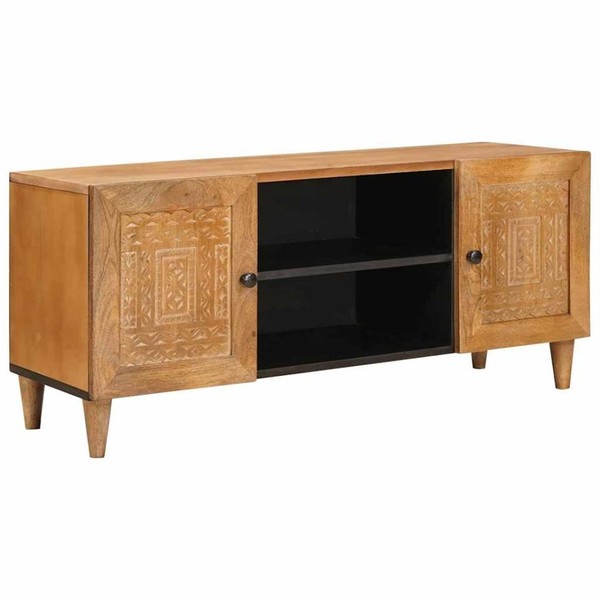 Tv-SchräNk Hellbraun 105 X 33 X 46 Cm Massives Mangoholz-image