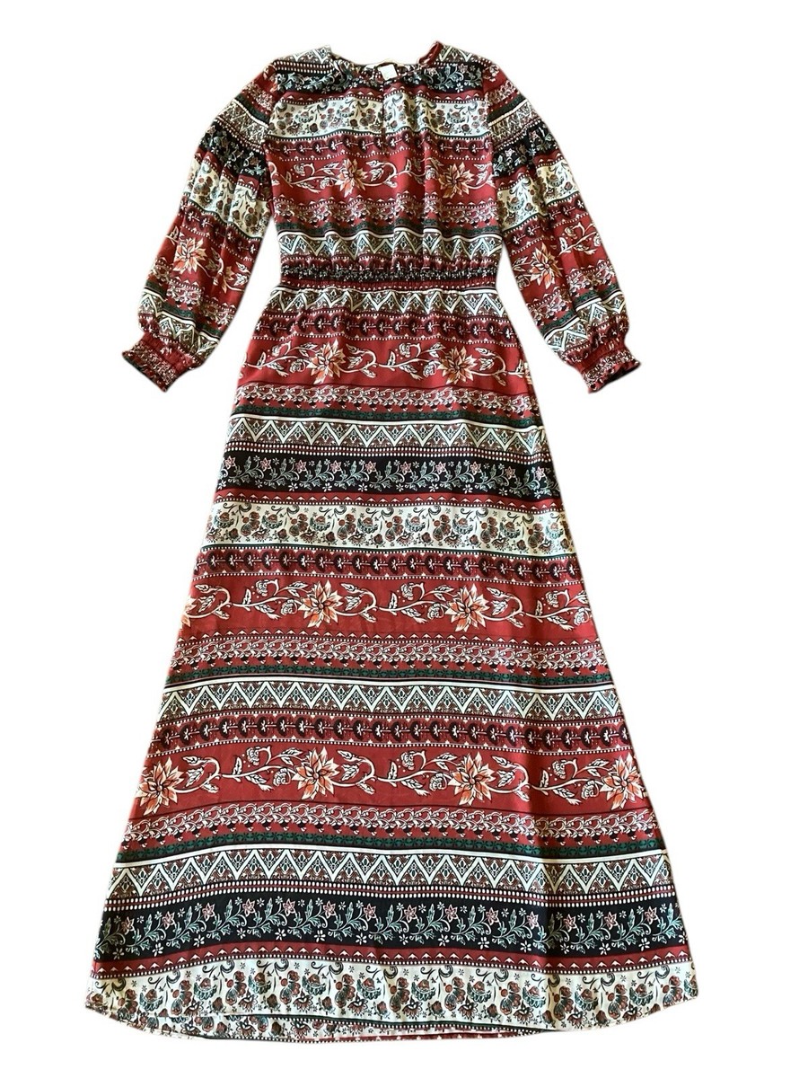 3 4 sleeve boho maxi dress H&M Conscious 3/4 Long Bohemian Red Floral Classic Size 6 related_3856 In My Mind | Size:EU 48 | US 18 | UK 20 and relaxed moments