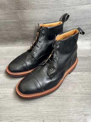 Trickers Charles classic country black leather cap-toe boots uk 8.5