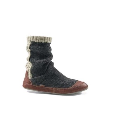 Acorn Men's Slouch Boot Slipper, Charcoal Ragg Wool, Size L  10.5-11.5 